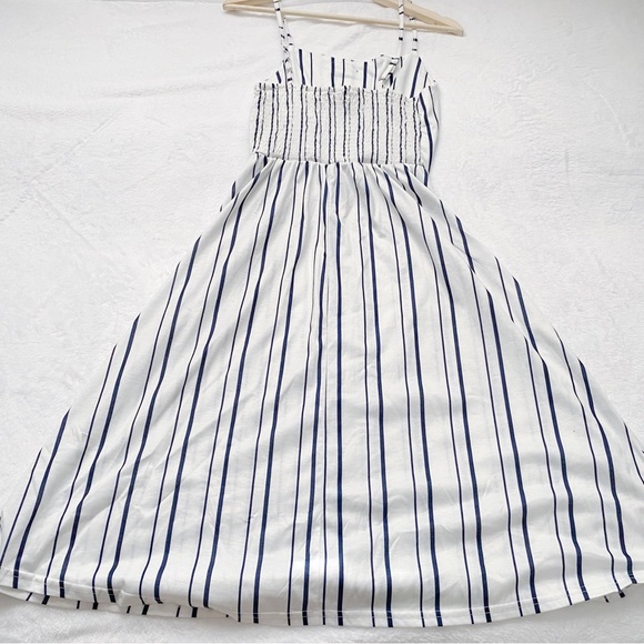 White & Blue Stripe Button Down Front Style Sundress - Picture 7 of 9